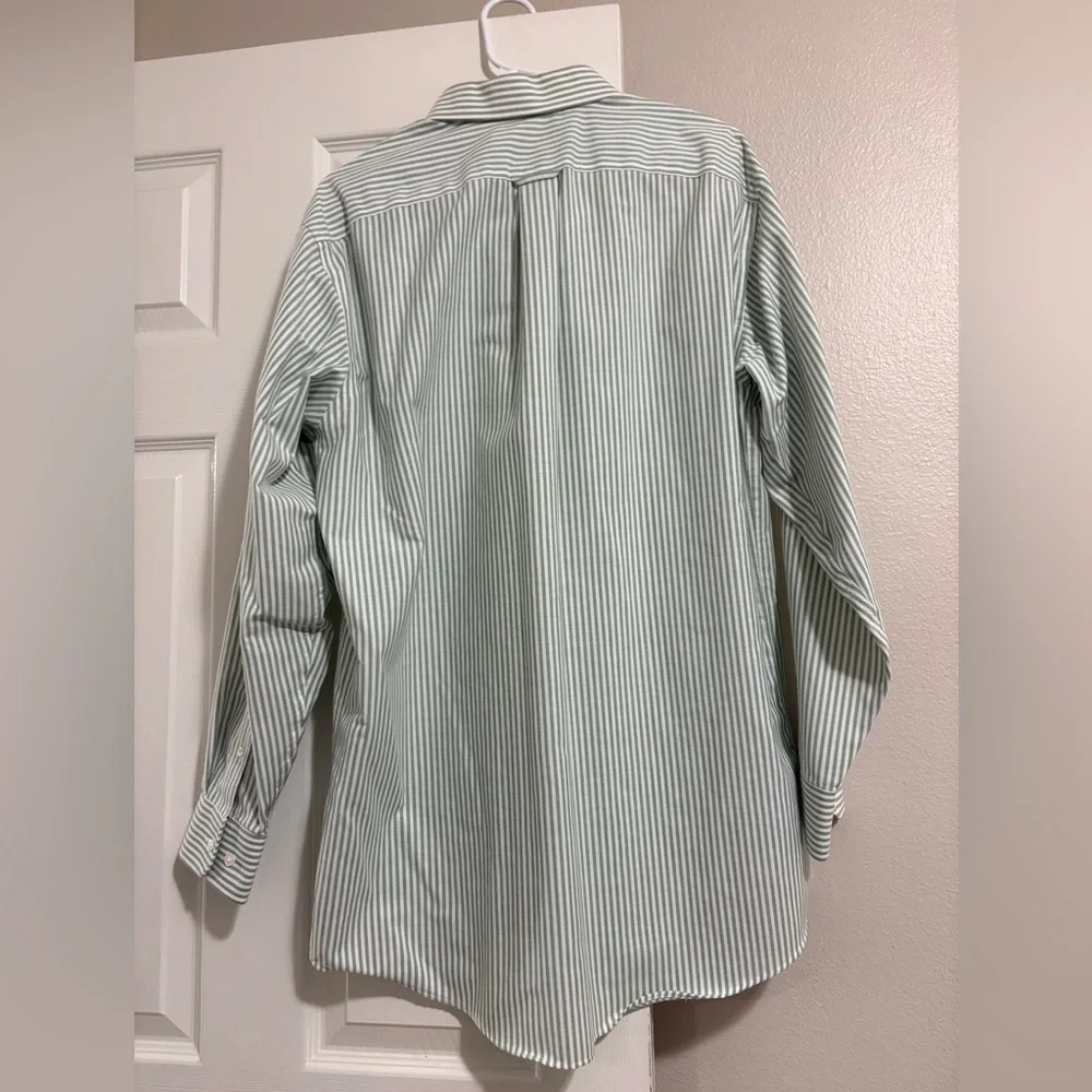 Stanford Essentials Green & White Striped Men's Button Down Oxford Shirt, 34-35 - Picture 4 of 4